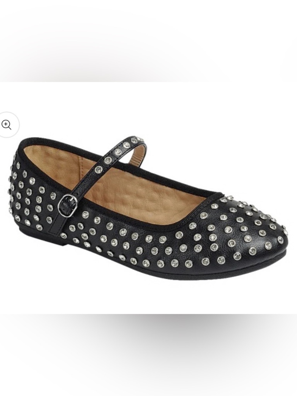 Forever Link Black Studded Mariana-18 Flats with Crystal Accents